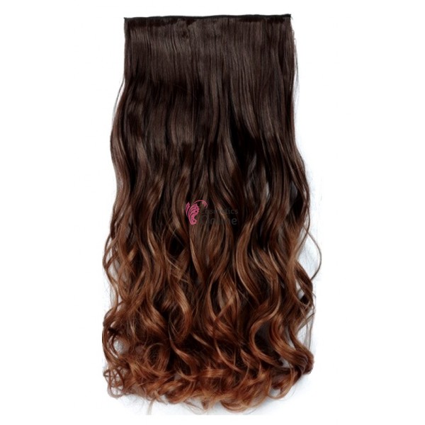 Extensie de par cu 5 Clips On delux dubla ondulata de 60 cm, Castaniu mediu 9294830